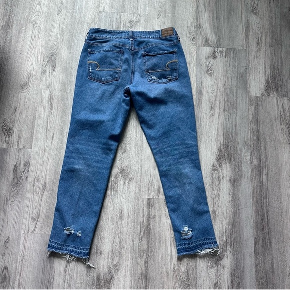 American Eagle Outfitters Jeans Tomgirl Ripped Blue Ankle Denim Pants Size 6 R - Picture 5 of 7